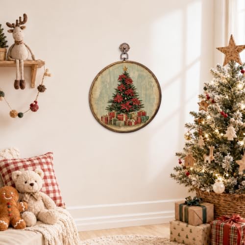 Christmas Flower Tree Round Framed Wall Art 10"x10", alternate view 6