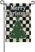 Christmas Garden Flags 12x18 inch Buffalo Plaid Tree Yard Flag in 12x18 inch