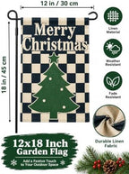 Christmas Garden Flags 12x18 inch Buffalo Plaid Tree Yard Flag in 12x18 inch, alternate view 2