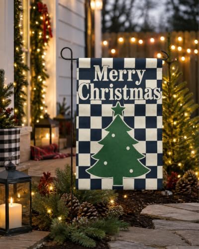 Christmas Garden Flags 12x18 inch Buffalo Plaid Tree Yard Flag in 12x18 inch, alternate view 3