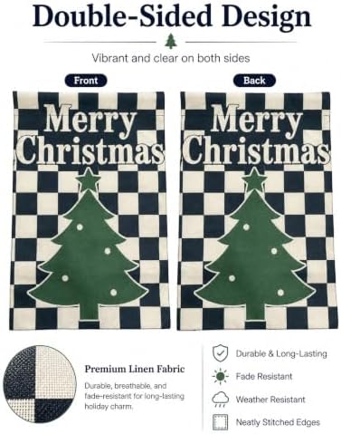 Christmas Garden Flags 12x18 inch Buffalo Plaid Tree Yard Flag in 12x18 inch, alternate view 4