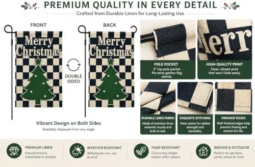 Christmas Garden Flags 12x18 inch Buffalo Plaid Tree Yard Flag in 12x18 inch, alternate view 5