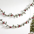 Christmas Garland 2 Pack, 6.56 Ft Each Slim Pine Garland with Pinecones and Red Velvet Bows, Flexible Wire