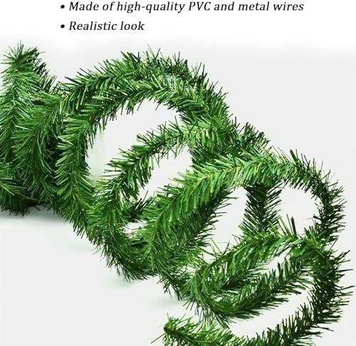 Christmas Garland, 54FT Artificial Soft Green Realistic Pine Greenery for Indoor Outdoor Xmas Mantle, Staircase, alternate
