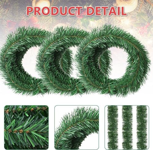 Christmas Garland, Artificial Christmas Garland Imdoor or Outdoor Use Non-Lit Greenery Garland, alternate view 2
