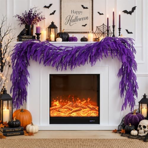 Christmas Garland Norfolk Pine Garland Real Touch Artificial Christmas Purple Xmas Garland for Mantle, Table