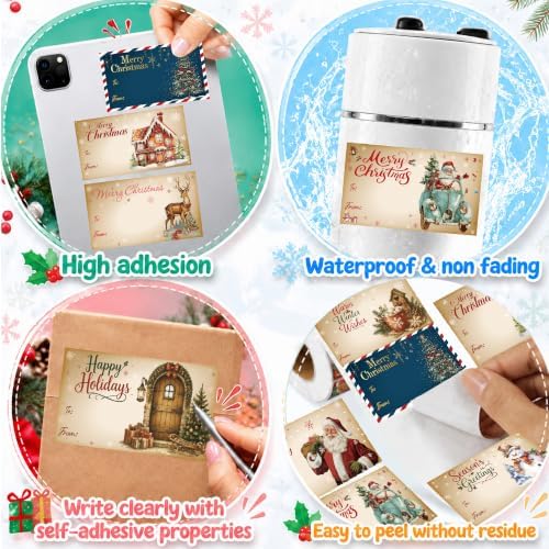 Christmas Gift Tags - 500 PCS Gift Tags Stickers for Christmas Presents, alternate view 3