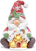 Christmas Gnome Figurine with Gingerbread House, Holiday Elf Decor