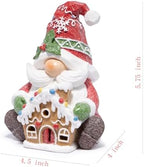 Christmas Gnome Figurine with Gingerbread House, Holiday Elf Decor, alternate view 3