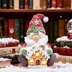 Christmas Gnome Figurine with Gingerbread House, Holiday Elf Decor, alternate view 6