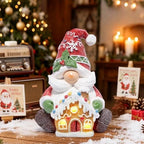 Christmas Gnome Figurine with Gingerbread House, Holiday Elf Decor, alternate view 7