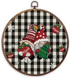 Christmas Gnome Round Framed Wall Art 10"x10"