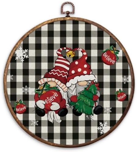 Christmas Gnome Round Framed Wall Art 10"x10"