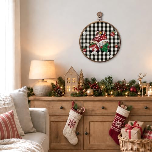Christmas Gnome Round Framed Wall Art 10"x10", alternate view 3