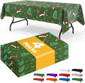 Christmas Green Plastic Table Cloth Disposable, 4 Pack, 54 x 108 in