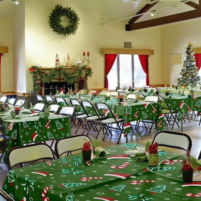 Christmas Green Plastic Table Cloth Disposable, 4 Pack, 54 x 108 in, alternate view 2
