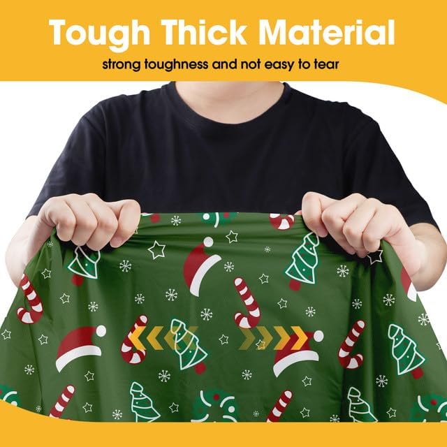 Christmas Green Plastic Table Cloth Disposable, 4 Pack, 54 x 108 in, alternate view 4