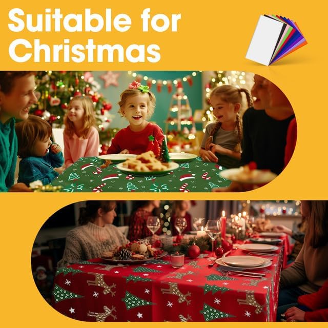 Christmas Green Plastic Table Cloth Disposable, 4 Pack, 54 x 108 in, alternate view 6