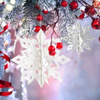 Christmas Hanging Snowflakes Decorations, 15pcs 3D Glitter White Silver Paper Snowflakes Snow Flakes Garland for, alternate