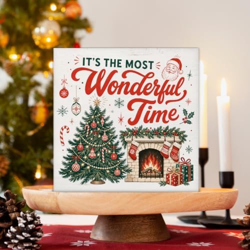 Christmas Home Decorations Indoor, It's The Most Wonderful Time Wood Sign, alternate view 3