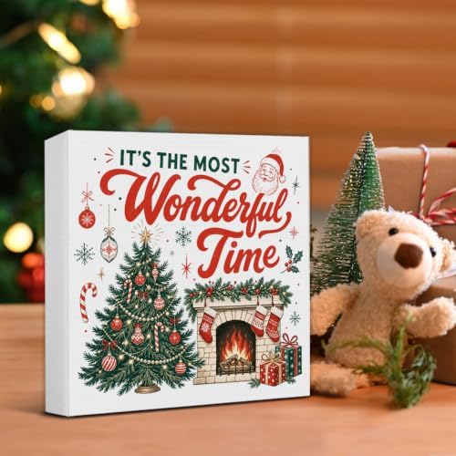 Christmas Home Decorations Indoor, It's The Most Wonderful Time Wood Sign, alternate view 5