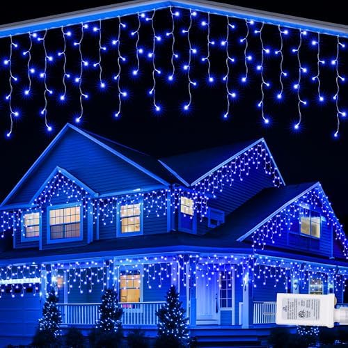 Christmas Icicle Lights - 19Ft Christmas Lights, Blue in Blue