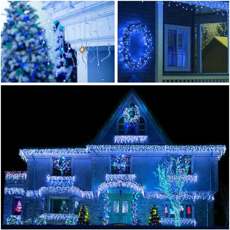 Christmas Icicle Lights - 19Ft Christmas Lights, Blue in Blue, alternate view 6