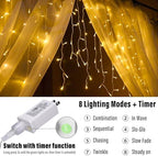 Christmas Icicle Lights - 32Ft Christmas Lights, Warm White in Warm White, alternate view 2