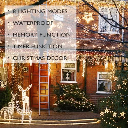 Christmas Icicle Lights - 32Ft Christmas Lights, Warm White in Warm White, alternate view 3