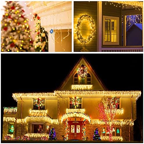 Christmas Icicle Lights - 32Ft Christmas Lights, Warm White in Warm White, alternate view 6