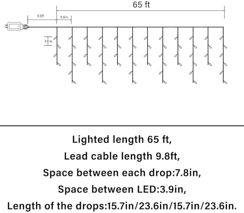 Christmas Icicle Lights - 65Ft Christmas Lights, Multicolor, alternate view 4