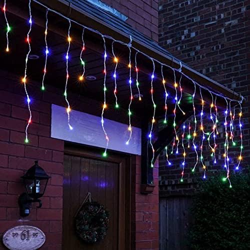 Christmas Icicle Lights, 8 Modes Curtain Fairy Lights with Drops, Connectable Xmas String Lights for Outside, alternate view
