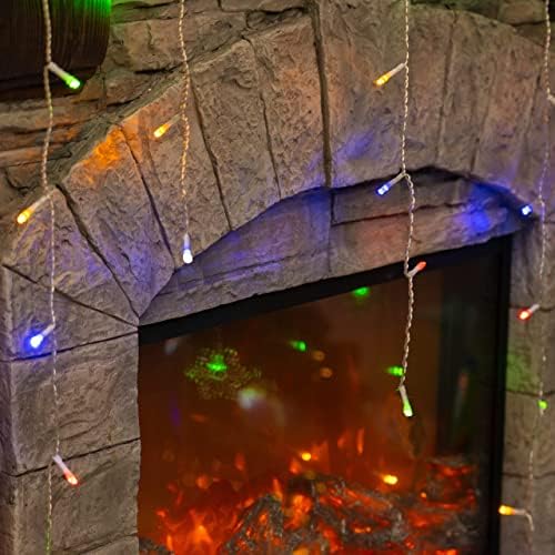 Christmas Icicle Lights, 8 Modes Curtain Fairy Lights with Drops, Connectable Xmas String Lights for Outside, alternate view
