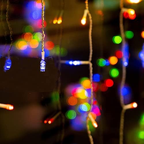 Christmas Icicle Lights, 8 Modes Curtain Fairy Lights with Drops, Connectable Xmas String Lights for Outside, alternate view