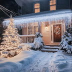 Christmas Icicle Lights, 88.5 FT 1080 LED 8 Modes Curtain Fairy Lights with 180 Drops, Xmas String Lights for, alternate view