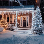 Christmas Icicle Lights, 88.5 FT 1080 LED 8 Modes Curtain Fairy Lights with 180 Drops, Xmas String Lights for, alternate view