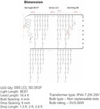 Christmas Icicle Lights, 88.5 FT 1080 LED 8 Modes Curtain Fairy Lights with 180 Drops, Xmas String Lights for, alternate view