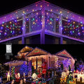 Christmas Icicle Lights Outdoor, 1224 LED 100ft 8 Modes Fairy Icicle String Light with 204 Drops, Led Christmas