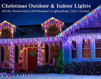 Christmas Icicle Lights Outdoor,640 LED 65.6 FT 8 Modes with Remote Control, Curtain Fairy String Lights for, alternate view