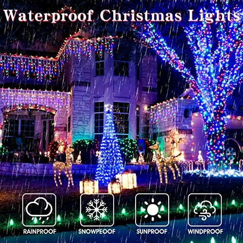 Christmas Icicle Lights Outdoor,640 LED 65.6 FT 8 Modes with Remote Control, Curtain Fairy String Lights for, alternate view
