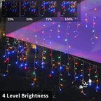 Christmas Icicle Lights Outdoor,640 LED 65.6 FT 8 Modes with Remote Control, Curtain Fairy String Lights for, alternate view