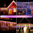 Christmas Icicle Lights Outdoor,640 LED 65.6 FT 8 Modes with Remote Control, Curtain Fairy String Lights for, alternate view