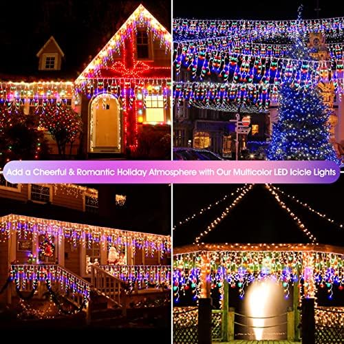 Christmas Icicle Lights Outdoor,640 LED 65.6 FT 8 Modes with Remote Control, Curtain Fairy String Lights for, alternate view