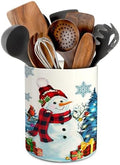 Christmas Kitchen Decor, Christmas Snowman Ceramic Utensils Holder