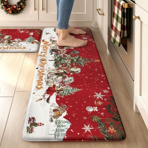 Christmas Kitchen Floor Mats Cushioned Anti Fatigue Kitchen Rug Set