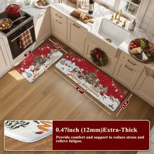Christmas Kitchen Floor Mats Cushioned Anti Fatigue Kitchen Rug Set, alternate view 2
