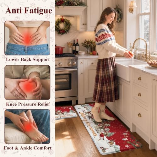 Christmas Kitchen Floor Mats Cushioned Anti Fatigue Kitchen Rug Set, alternate view 4