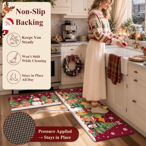 Christmas Kitchen Mats for Floor Cushioned Anti Fatigue Comfort Mat, alternate view 3