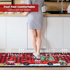 Christmas Kitchen Mats, Merry Christmas Kitchen Rugs Set of 2 - Red Black Buffalo Plaid Christmas Kitchen Decor, alternate
