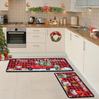 Christmas Kitchen Mats, Merry Christmas Kitchen Rugs Set of 2 - Red Black Buffalo Plaid Christmas Kitchen Decor, alternate
